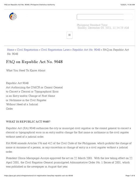 Republic Act No. 9048 .